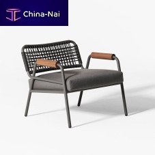 Contemporary armchair ZOE WOOD OPEN AIRfabricropepainted aluminum