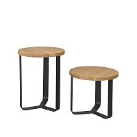 Contemporary side table Lolaoakpowder-coated steel baseround