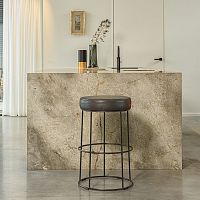 Contemporary bar stool Codyleathersteel basecentral base