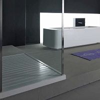 Rectangular shower base LINE 60above floorteakCorian®
