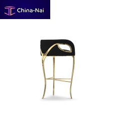 Traditional bar stool CHANDRAvelvetbrass base3-legged