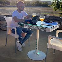 Contemporary table metalmetal baserectangular