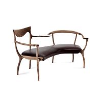 Organic design bench D.R.D.P.American walnutfabricwith backrest