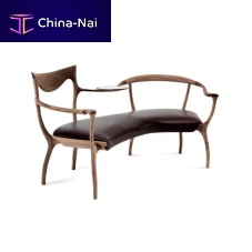 Organic design bench D.R.D.P.American walnutfabricwith backrest