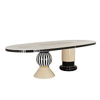 Marble dining table FUSCHIAcontemporarywoodenstainless steel base
