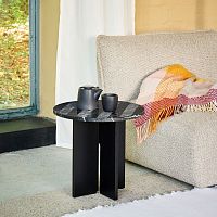 Contemporary side table SEDIMENTMDFoakmarble