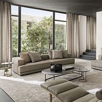 Contemporary side table ASTERglasspolished brass baseround