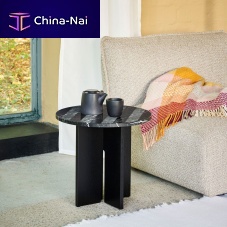 Contemporary side table SEDIMENTMDFoakmarble