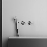Double-handle shower mixer tap 21 68Tfor bathtubwall-mountedstainless steel