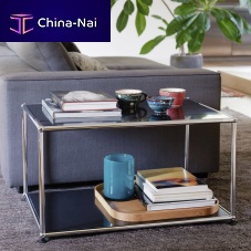 Contemporary side table USM Hallermetalmetal basesquare