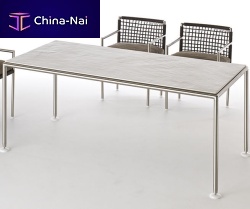 Contemporary table Nestaluminumlaminatestainless steel base