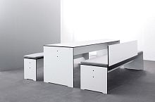 Contemporary bench RIVAHPLwith backrest