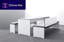 Contemporary bench RIVAHPLwith backrest