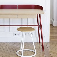 Contemporary stool GUSTAVEoakmetal basecentral base