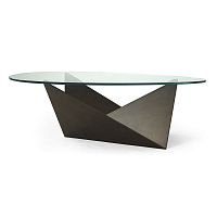 Contemporary table 76-0362 LANGtempered glassiron basecurved