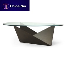 Contemporary table 76-0362 LANGtempered glassiron basecurved
