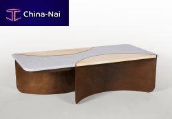 Contemporary table CRESCENTmarblesteel baserectangular