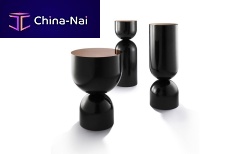 Contemporary side table TIME PIECElacquered woodceramiccopper