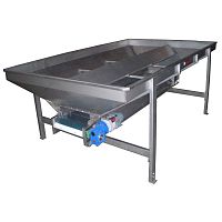 Reception hopper for carrotsinclinedwith belt conveyor