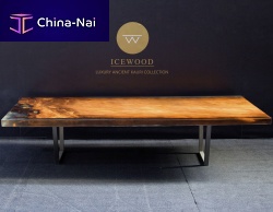 Contemporary table Floating Dreamwoodenresinmetal base