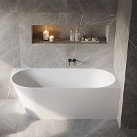 Oval bathtub MALIBUcornerback to wallfor homes