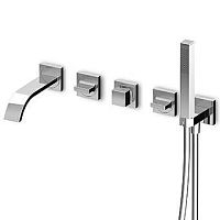 Double-handle shower mixer tap ZA5746for bathtubbuilt-inchromed metal