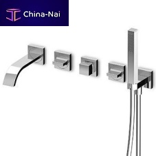 Double-handle shower mixer tap ZA5746for bathtubbuilt-inchromed metal