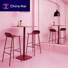 Contemporary bar stool FORMplasticoak basewalnut base