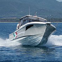 Outboard day fishing boat T280 Fuoribordotwin-engineplaning hullhard-top