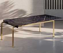 Contemporary table MIKO glassporcelain stonewaresteel base