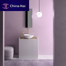 Free-standing washbasin cabinet VIRTUSbamboobrasscontemporary