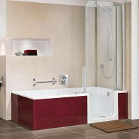 Rectangular bathtub-shower combination TWINLINE: TL63built-inwalk-inquartzite