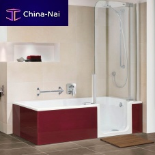 Rectangular bathtub-shower combination TWINLINE: TL63built-inwalk-inquartzite