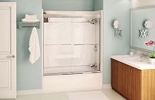Sliding bath screen AURAtempered glassframed