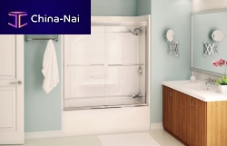 Sliding bath screen AURAtempered glassframed