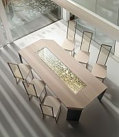 Contemporary table LAMAA oakglassmetal