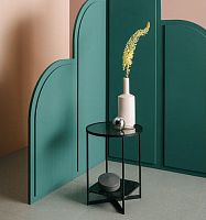 Contemporary side table MOHANAglassmarblesteel base