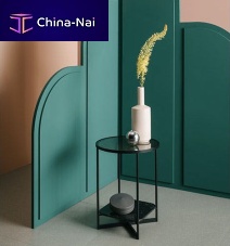 Contemporary side table MOHANAglassmarblesteel base