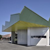 Ventilated facade cladding CELLON - TRAINING CENTER ANDELFINGENpanelin wood fiberHPL