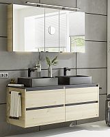 Double washbasin cabinet REVENTO wall-hungwoodencontemporary