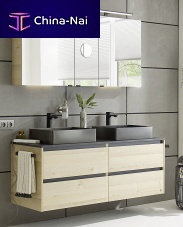 Double washbasin cabinet REVENTO wall-hungwoodencontemporary
