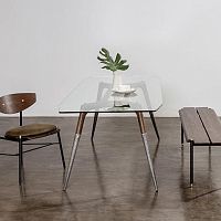 Contemporary dining table ASSEMBLY oakglasscast aluminum