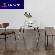 Contemporary dining table ASSEMBLY oakglasscast aluminum