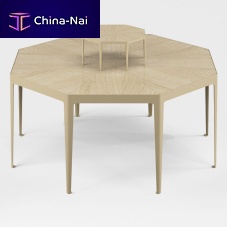 Contemporary dining table AZALoakmetaloctagonal