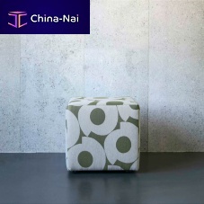 Contemporary pouf Squarefabricwoodensquare