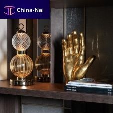 Table lamp DROP metalMurano glasssatin