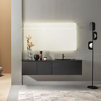 Wall-mounted washbasin cabinet MONOLITElaminateglassmelamine