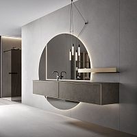 Wall-mounted bathroom mirror EclissicontemporaryroundLED-illuminated