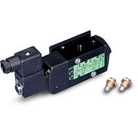 Solenoid-operated pneumatic directional control valve spring-return