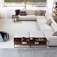 Contemporary side table MATCHwalnutrectangularsquare